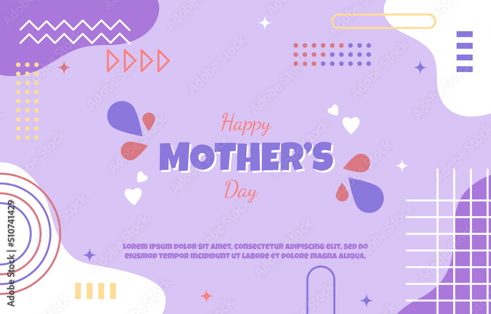 Happy Mother Day Family Gift Card Memphis Abstract Style Happy Mother Day Family Gift Card Memphis Abstract Style