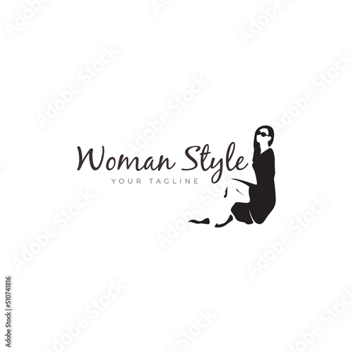 women fashion logo wedding dress beauty design for company and branding vector icon illustration