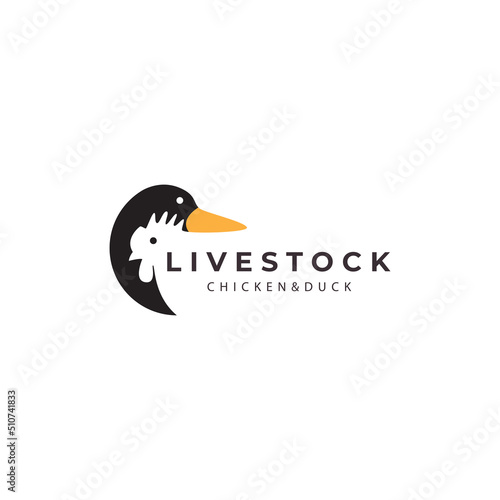chicken and duck logo  poultry farm design vector icon illustration graphic