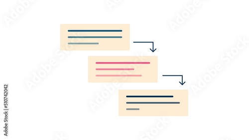 Stages of work, project management, project cycle, completed tasks. 4K animated icon with alpha, transparent background