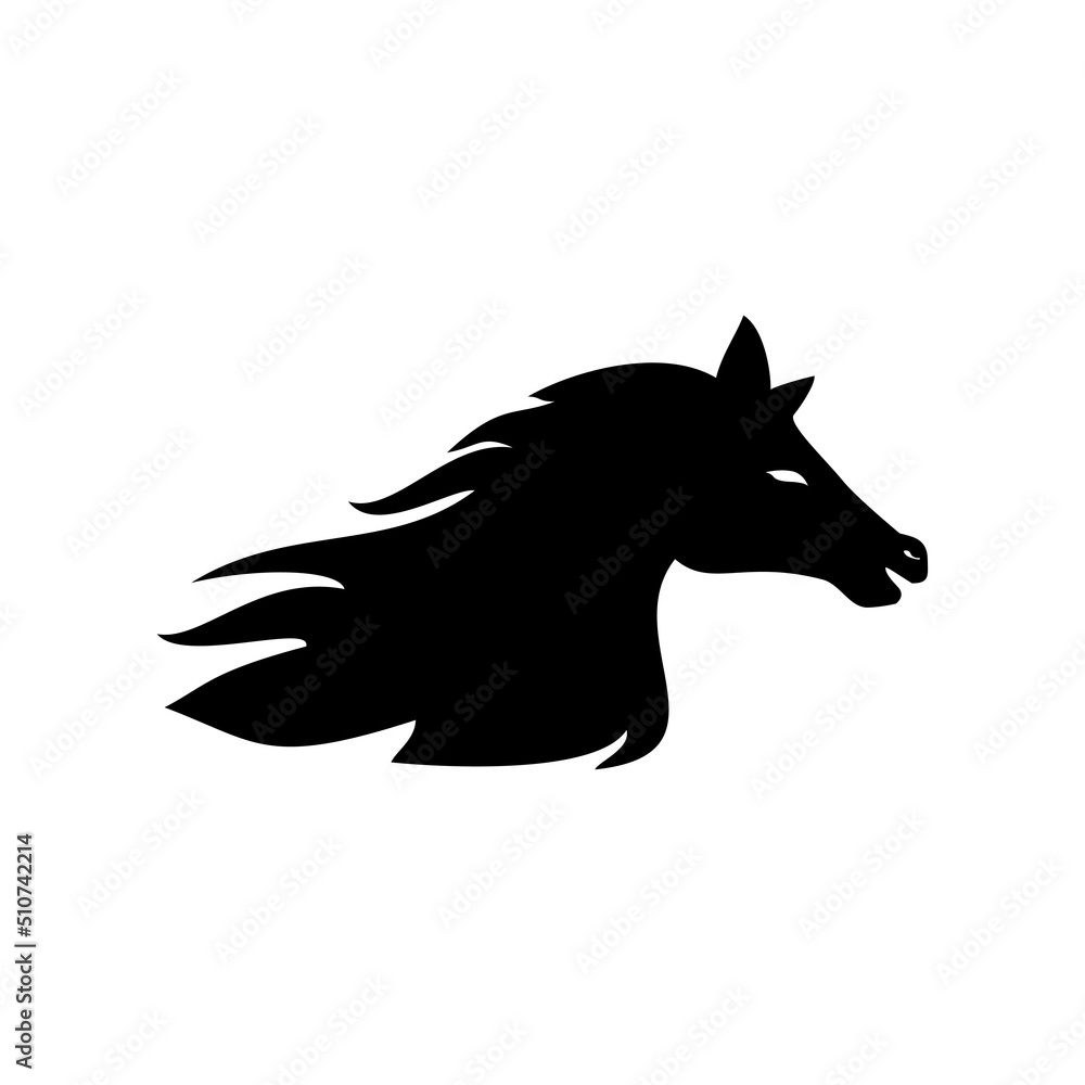 horse head silhouette. wild animal sign and symbol.