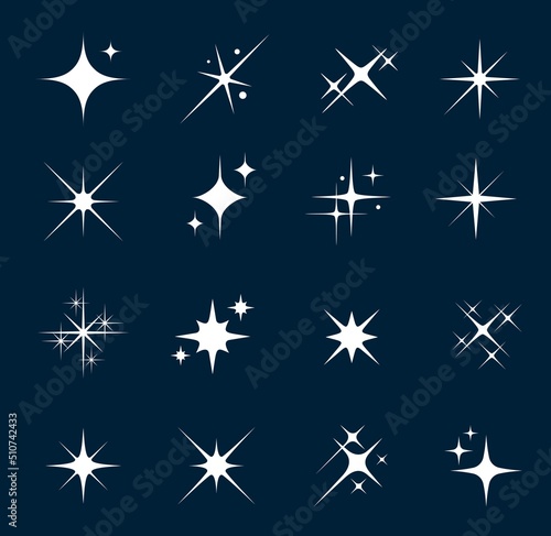 Fotografie, Tablou Star sparkles and twinkles, star bursts or flash shines and sparks, vector icons