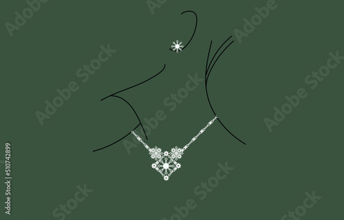 illustration necklace women for marriage with pearls and precious stones.	