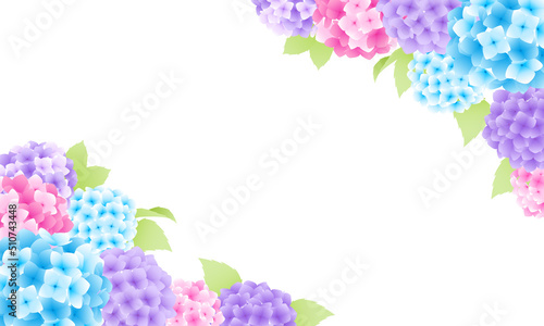 グラデーションがきれいな紫陽花のベクターフレームイラスト