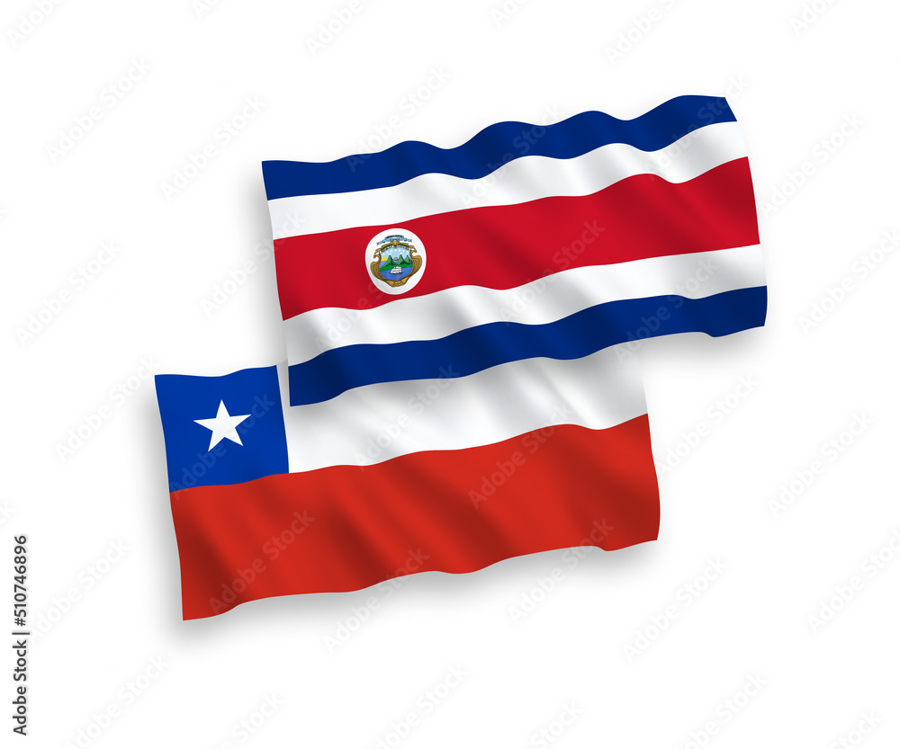 Fototapeta premium Flags of Republic of Costa Rica and Chile on a white background