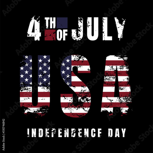 
4th of july american independence day. vintage grunge style USA flag illustration on black background, in eps10 vector file format.