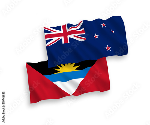 Flags of New Zealand and Antigua and Barbuda on a white background