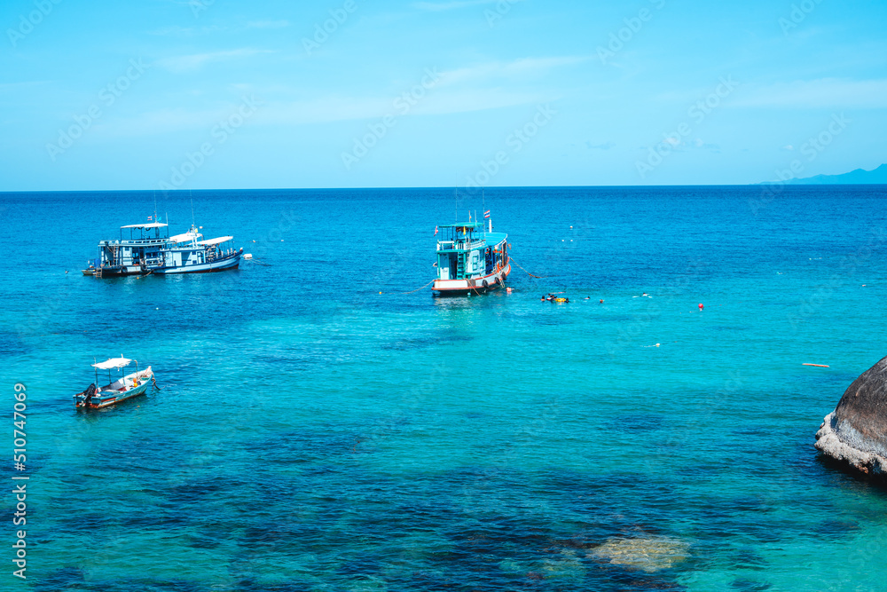 View of the bay and rocks on the island,Shark Bay Koh Tao View of the bay and rocks on the island,Shark Bay Koh Tao