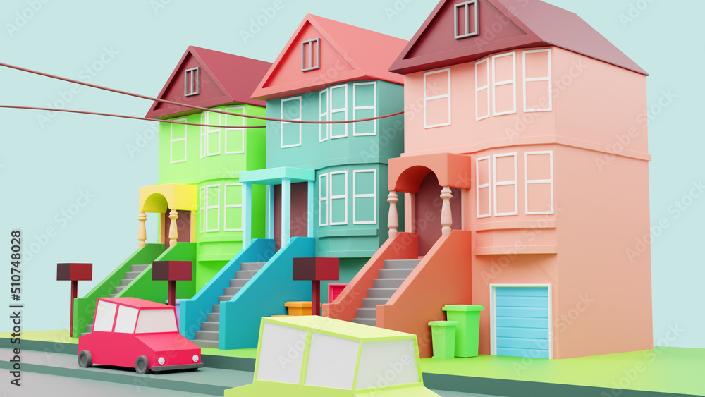 3D rendering of a house and car illustration 3D rendering of a house and car illustration