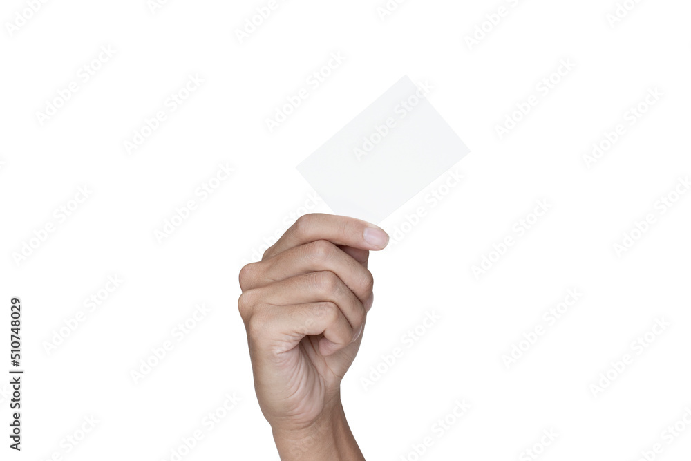 business man hand holding blank business card isolated on white background business man hand holding blank business card isolated on white background