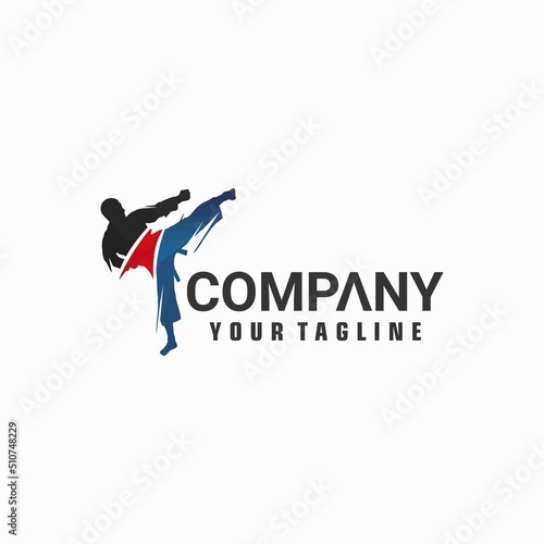 martial arts school karate kick logo vector