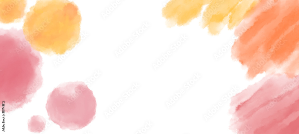 Watercolor pastel pink rose red soft color painting drops and stroke banner