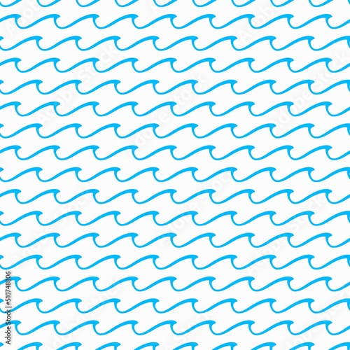 Ocean and sea waves seamless pattern background, vector water wavy lines. Blue waves pattern ornament, abstract art or river wavy curves and linear ripple of water surf for tile background