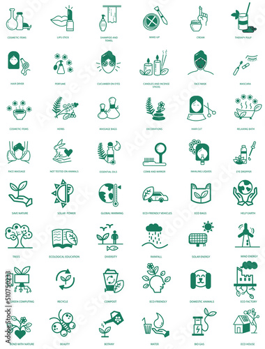eco friendly and cosmetic icon set vector illustration 