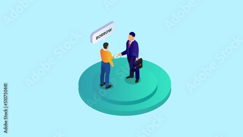 Young man borrowing money from male banker