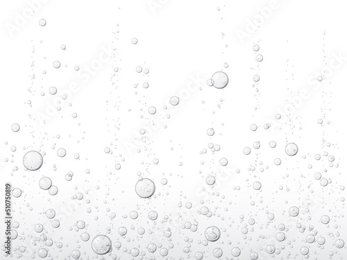 Realistic soda bubbles background, water fizz or transparent fizzy drink, vector liquid drops. Soda bubbles or oxygen air and gas effect in clear pure water, sparkling fizzy effervescent bubbles