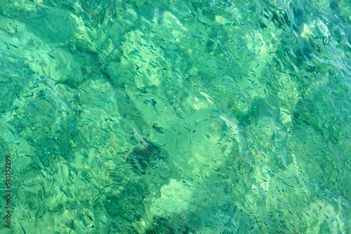 Clear green sea water surface.