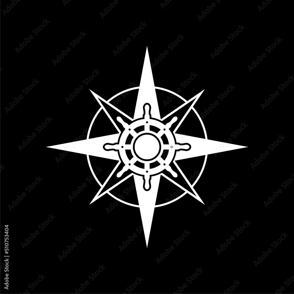 Compass wind rose nautical logo with shadow Compass wind rose nautical logo with shadow