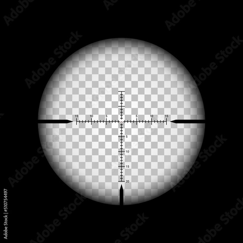 Fotografie, Obraz Sniper scope sight view, crosshair of gun or rifle target, vector weapon aim