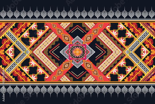 Geometric ethnic flower pattern for background,fabric,wrapping,clothing,wallpaper,Batik,carpet,embroidery style.	
