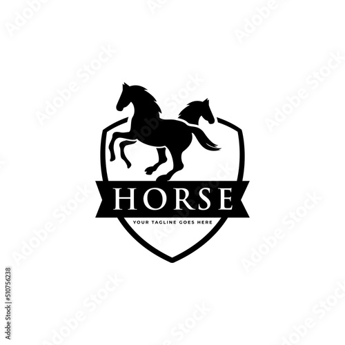 Horse logo design. Elegant and luxury horse logo concept. Vector logo template.