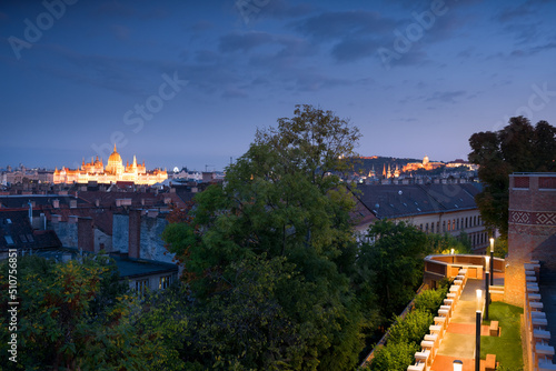 Canvas Print Budapest night view from Gül Baba mausoleum