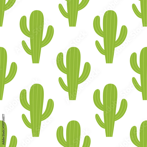 Seamless pattern cactus on white background vector illustration.