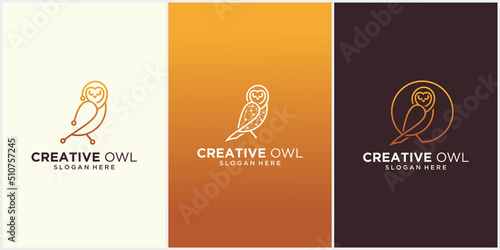 owl logo design set, owl logo vector icon, simple and creative owl logo design vector