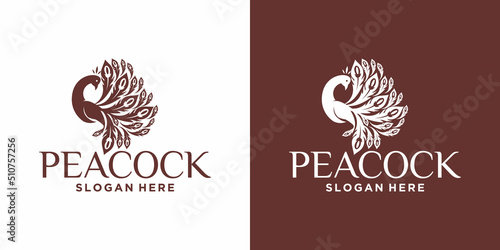 peacock line art logo in luxury style, vector Peacock Logo design, template.