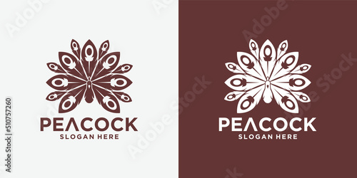 peacock line art logo in luxury style, vector Peacock Logo design, template.