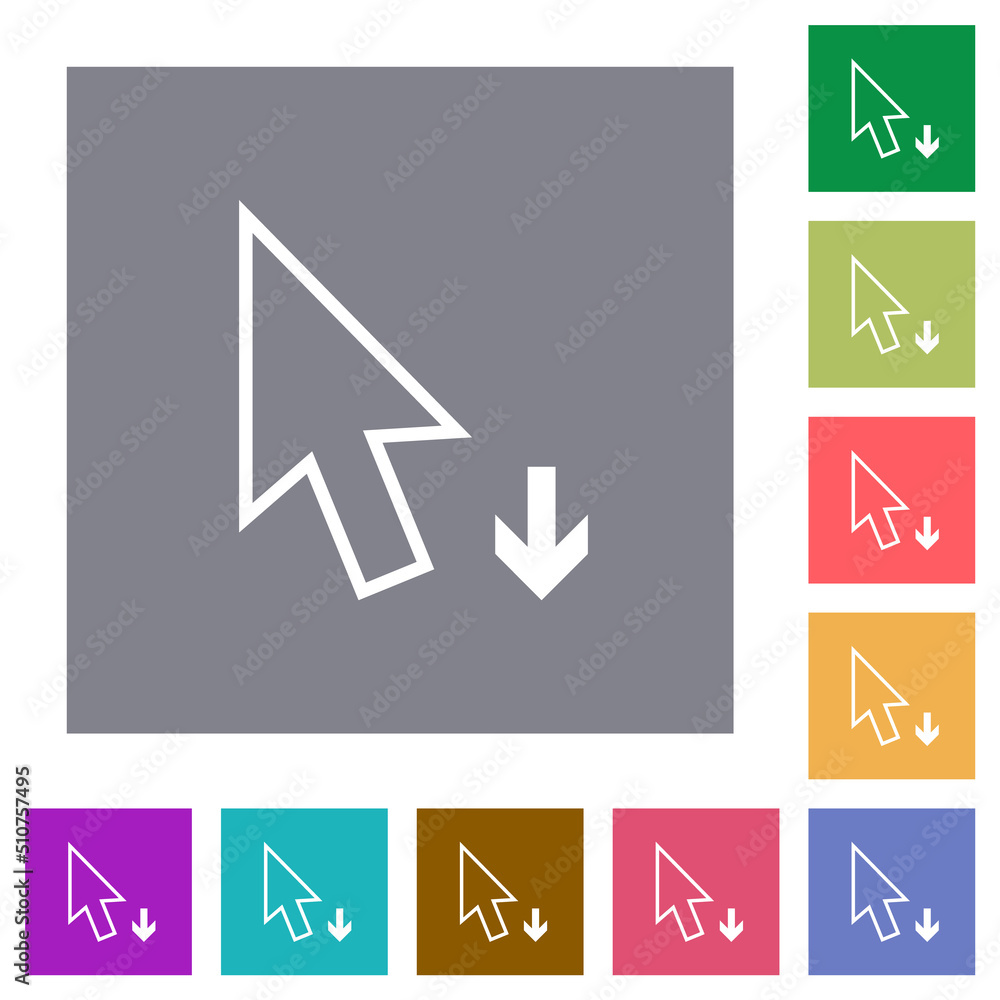 Arrow cursor down outline square flat icons Arrow cursor down outline square flat icons