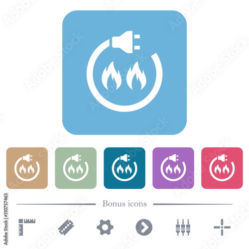 Gas energy flat icons on color rounded square backgrounds