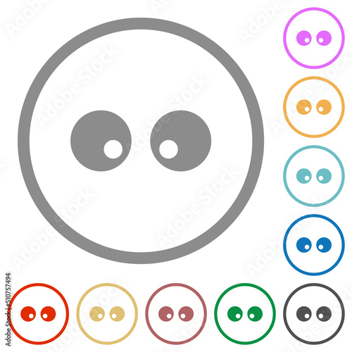 Watching eyes solid flat icons with outlines