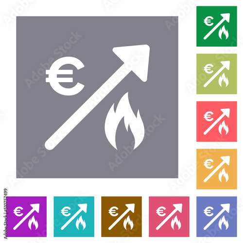 Rising gas energy european Euro prices square flat icons