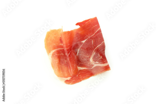 Delicious jamon meat isolated on white background