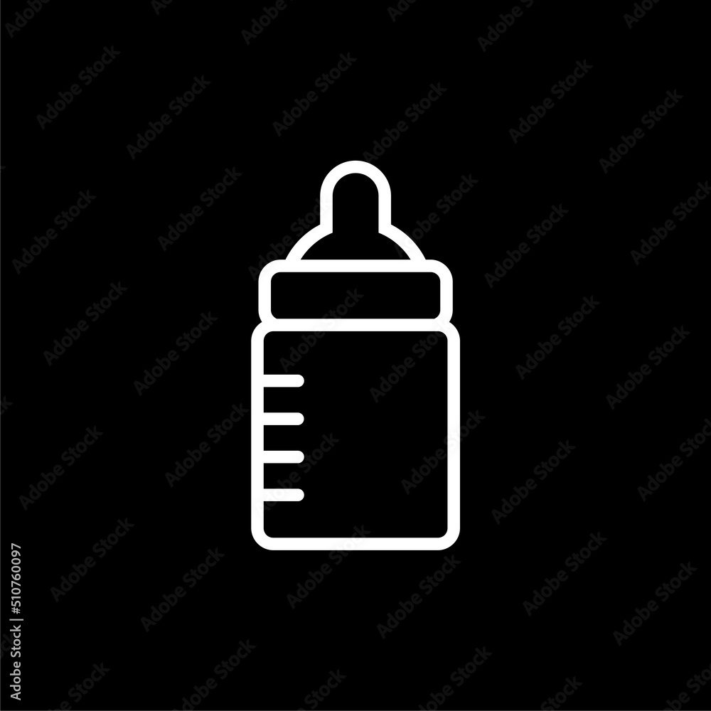 Baby feeding bottle icon isolated on dark background Baby feeding bottle icon isolated on dark background