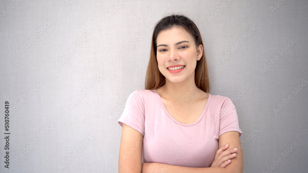 Happy Asian young woman smiling and looking at the camera portrait with copy space. Happy Asian young woman smiling and looking at the camera portrait with copy space.