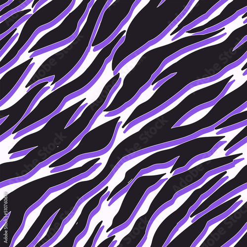 Neon psychedelic zebra print. Vintage vector seamless pattern. 70s, 80s, 90s colorful retro background.