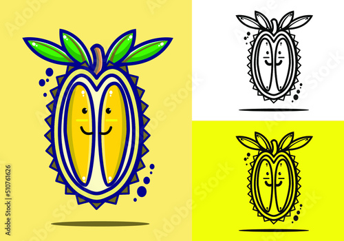 cute durian illustration with smile photo