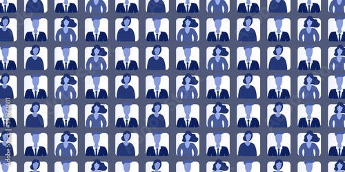 Lots of Blue User Avatars Texture  Mosaic Background with Rows of People  Face Symbols - Grid Pattern Design Applicable as a Base for Placards Posters  Brochures Front Pages Presentations or Web Sites
