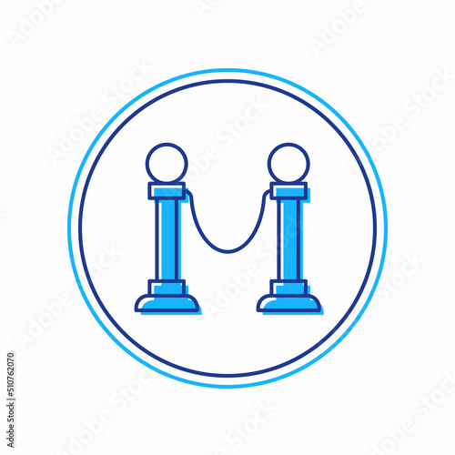 Filled outline Rope barrier icon isolated on white background. VIP event, luxury celebration. Celebrity party entrance. Vector