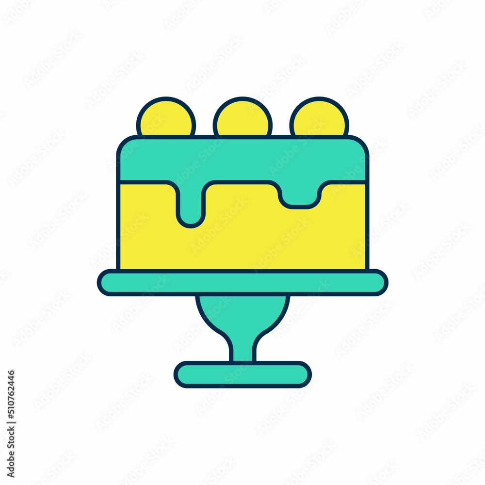 Filled outline Cake icon isolated on white background. Happy Birthday. Vector Filled outline Cake icon isolated on white background. Happy Birthday. Vector