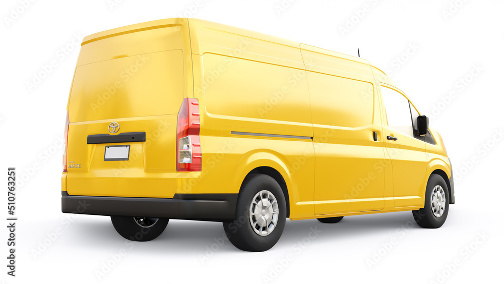 Tokyo, Japan. April 12, 2022: Toyota Hiace. Yellow commercial van for ...