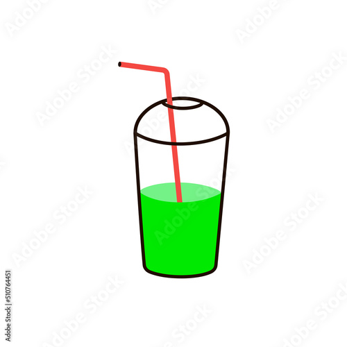 Plastic cup for cocktail and juice with straw