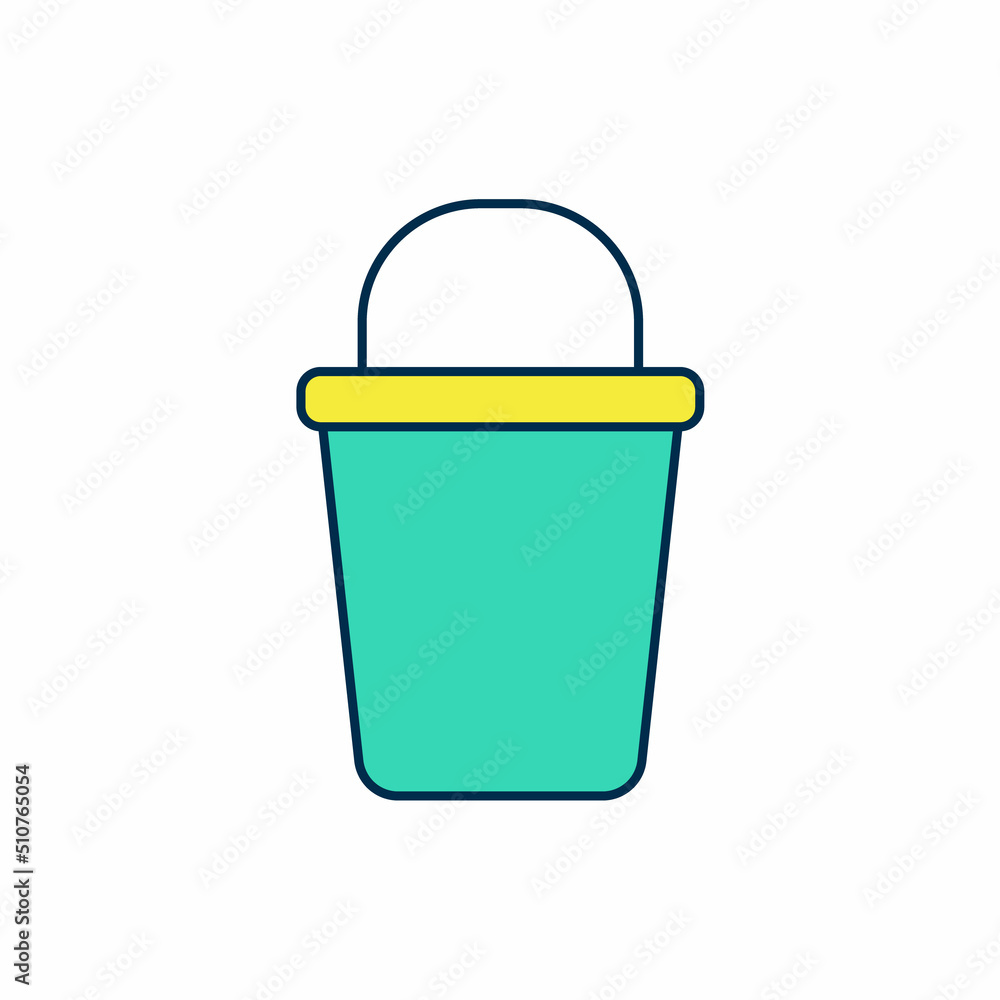 Filled outline Bucket icon isolated on white background. Cleaning service concept. Vector Filled outline Bucket icon isolated on white background. Cleaning service concept. Vector