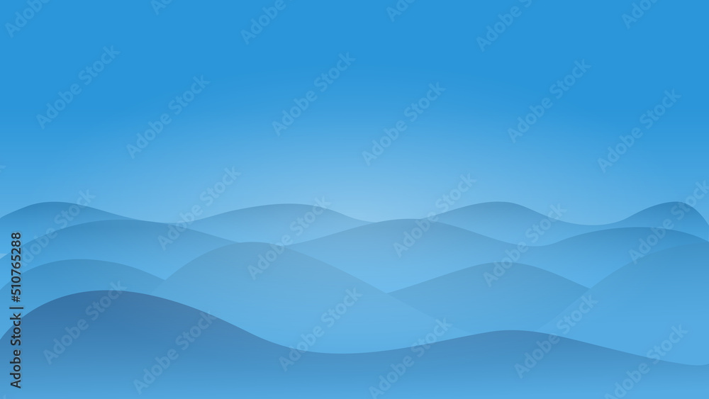 blue mountain or wave landscape with fog background abstract. vector illustration. flat panoramic vector