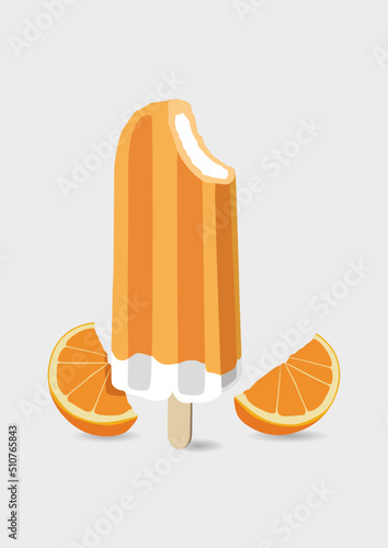 Frozen ice cream icon vector illustration with two slices orange.