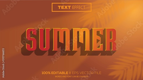 3d editable text effect summer theme premium vector