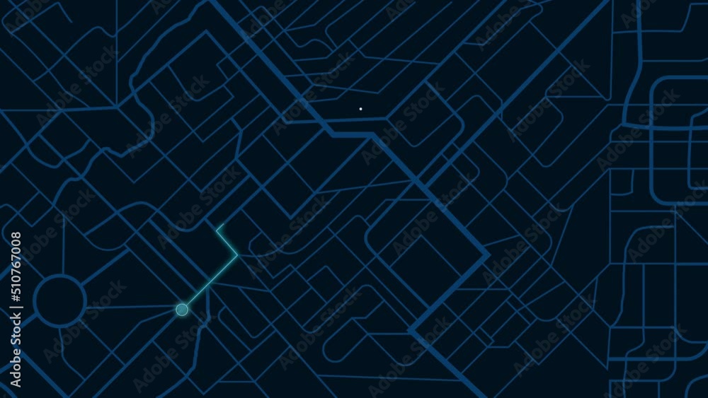 GPS map navigator with direction path, different color of a route for ...