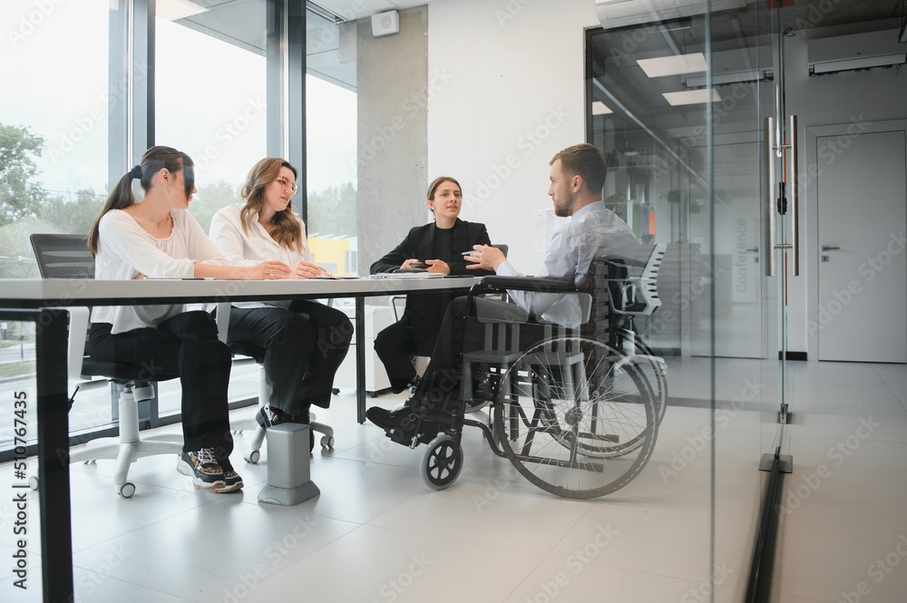 A group of business people partners during a set team meeting in the modern office. Teamwork concept A group of business people partners during a set team meeting in the modern office. Teamwork concept